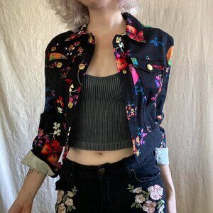 Floral Denim Jacket, Versace for H&M, us size 4